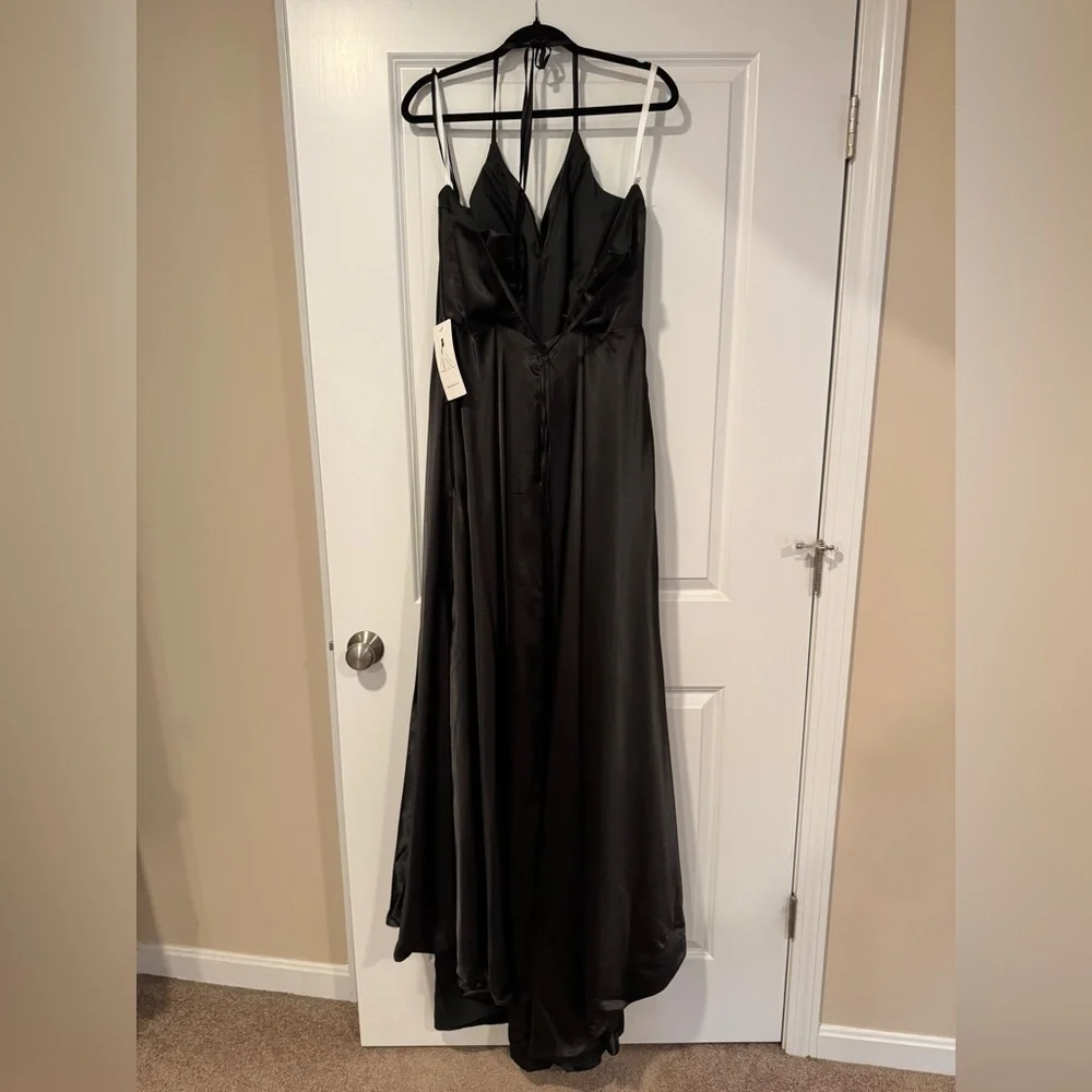 Black Satin Evening Formal Gown - Picture 6 of 6